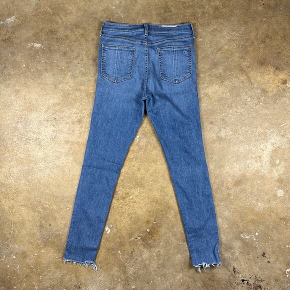 Rag‎ & Bone High Rise Skinny Jeans Women’s Size 30 Blue Alibi Distressed Hem USA - Picture 3 of 15
